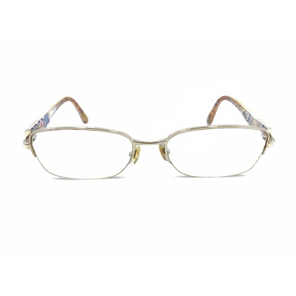 Prada Gold Beige Half Rim Eyeglasses Frames 53-18 135 Italy Designer Women - Picture 6 of 12